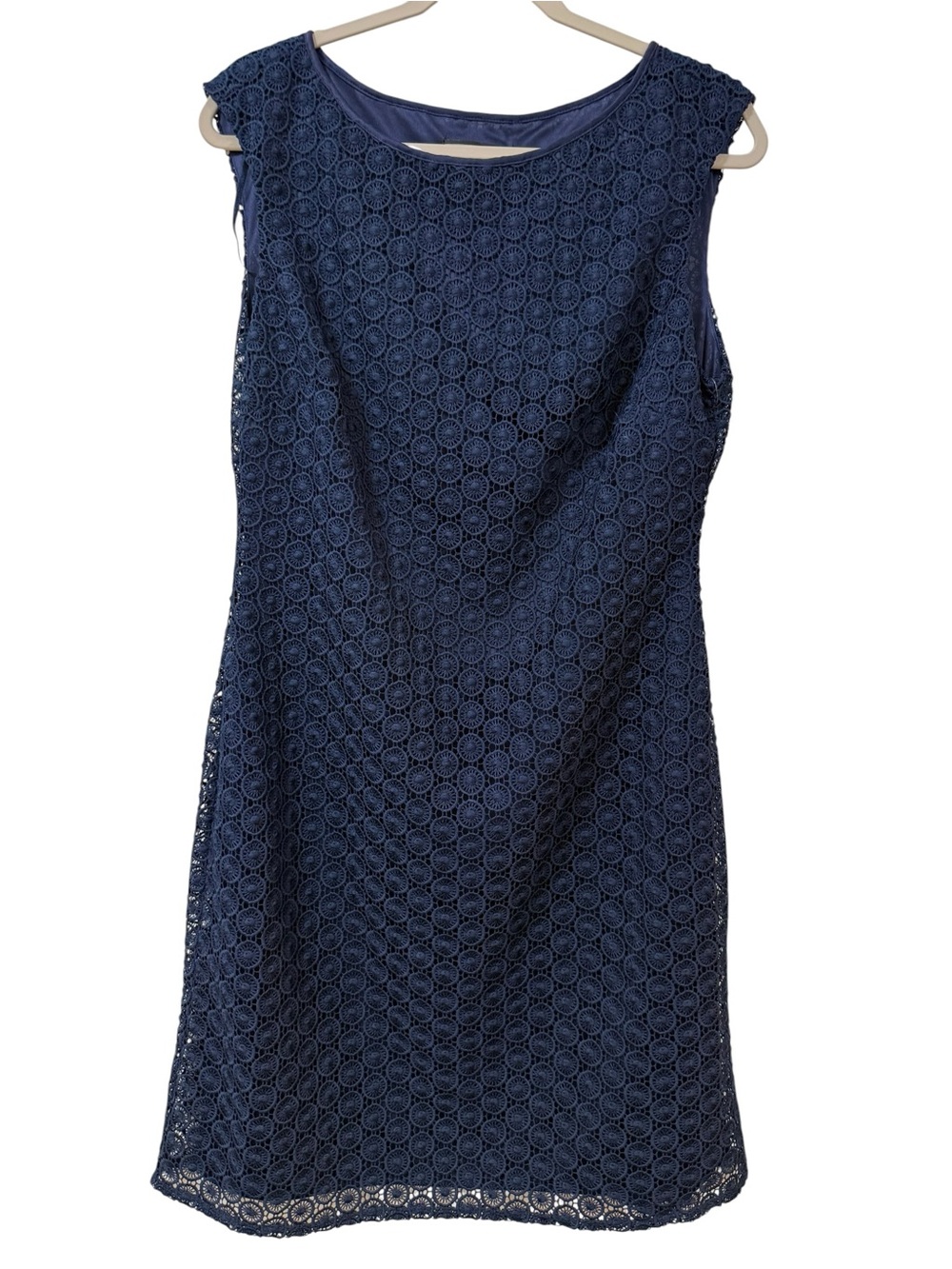 Jessica Howard Medallion lace shift dress navy blue size 12 classic